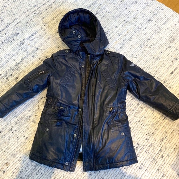 Armani Junior Boys Jacket Black size 5 with fur Lining